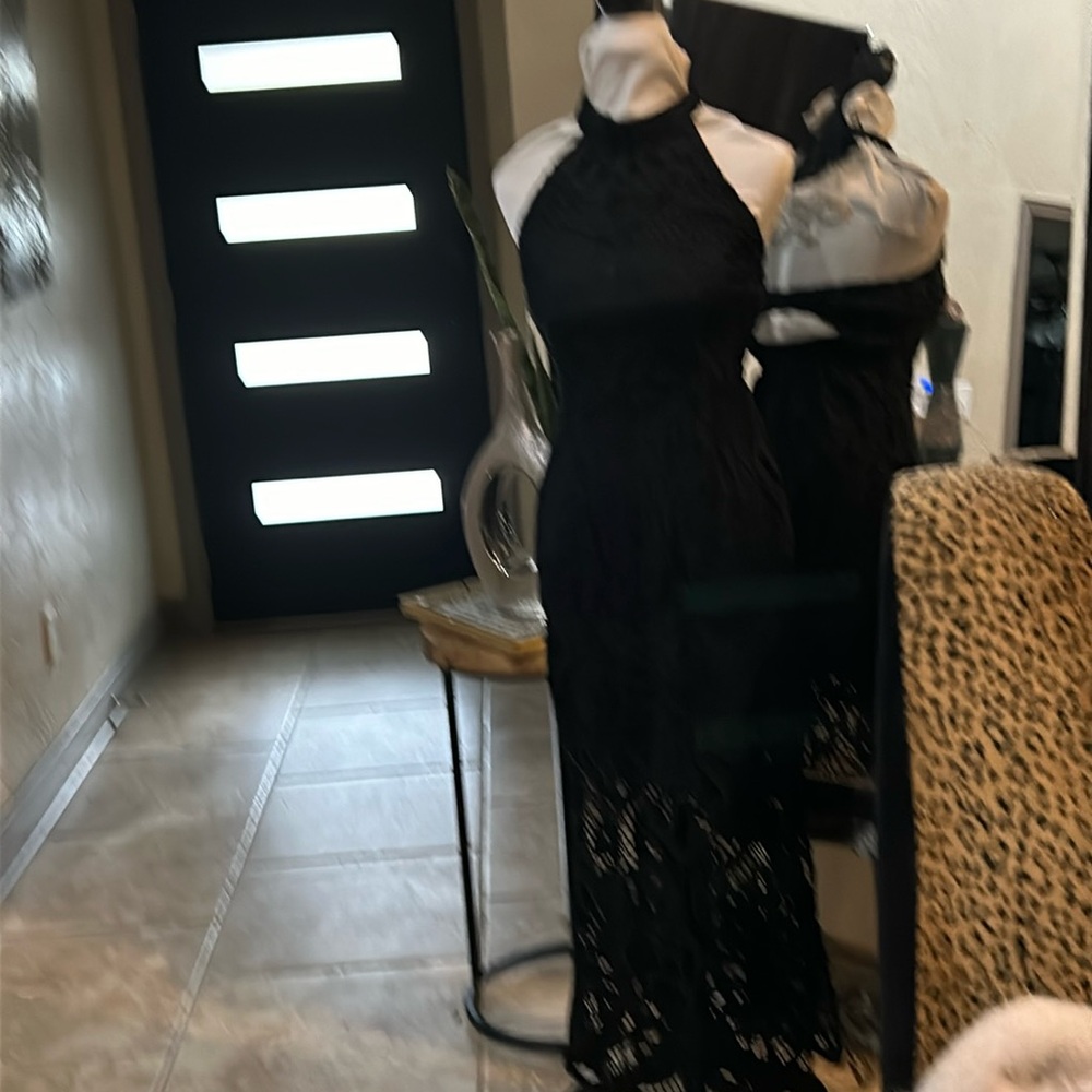 Black lace halter dress